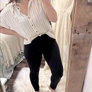 VACATE THE LABEL striped button up top size medium